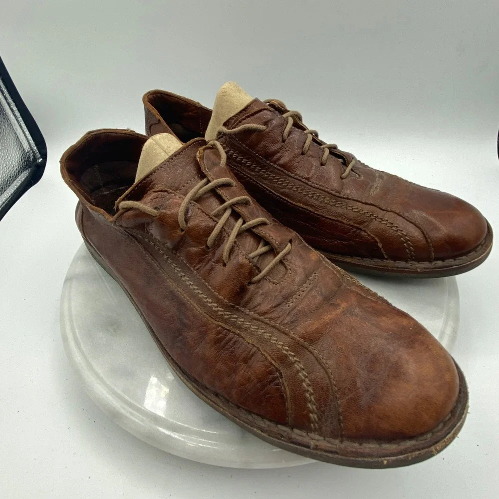 Bata Mens 42 Leather Oxford Shoes Brown Made in Italy 8270 Lace Up Casual Dress